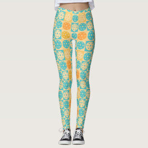 Yellow Turquoise Beach Inspired Pickleball   Leggings
