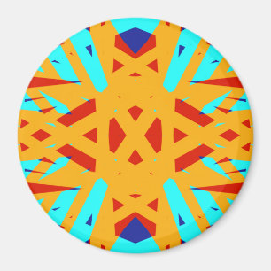 Yellow Turquoise Blue Geometric Art Deco Cheerful Magnet
