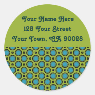 yellow turquoise circles address labels