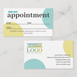 Yellow Turquoise Circles Spa Beauty Wellness Appointment Card