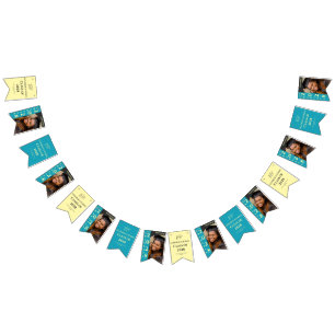 Yellow Turquoise Photo Graduation Congratulations Bunting Flags