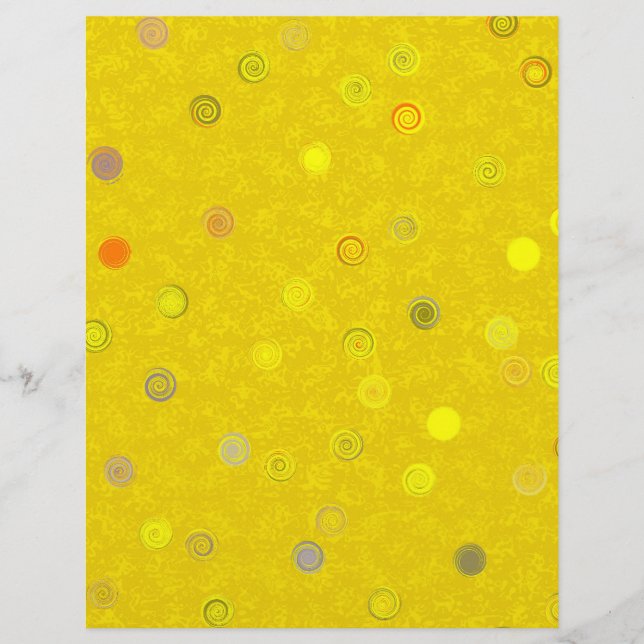Yellow Twisty Polka Dot Spiral 2-Sided Scrap Paper (Front)