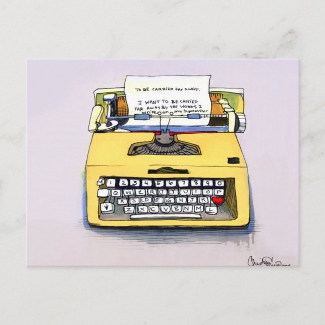 Yellow Typewriter Postcard (Front)