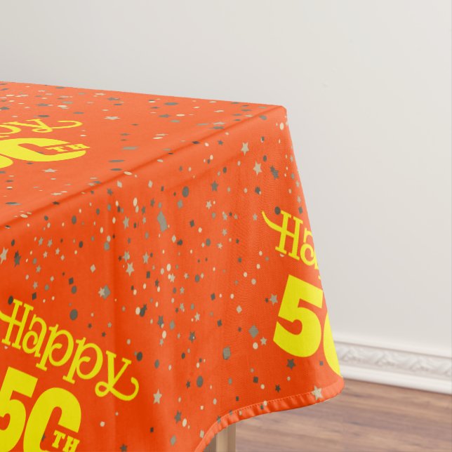 YELLOW TYPOGRAPHY 50th Birthday  Tablecloth (In Situ)