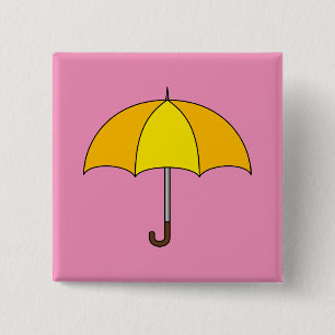 Yellow Umbrella 2 Inch Square Button