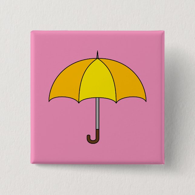 Yellow Umbrella 2 Inch Square Button (Front)