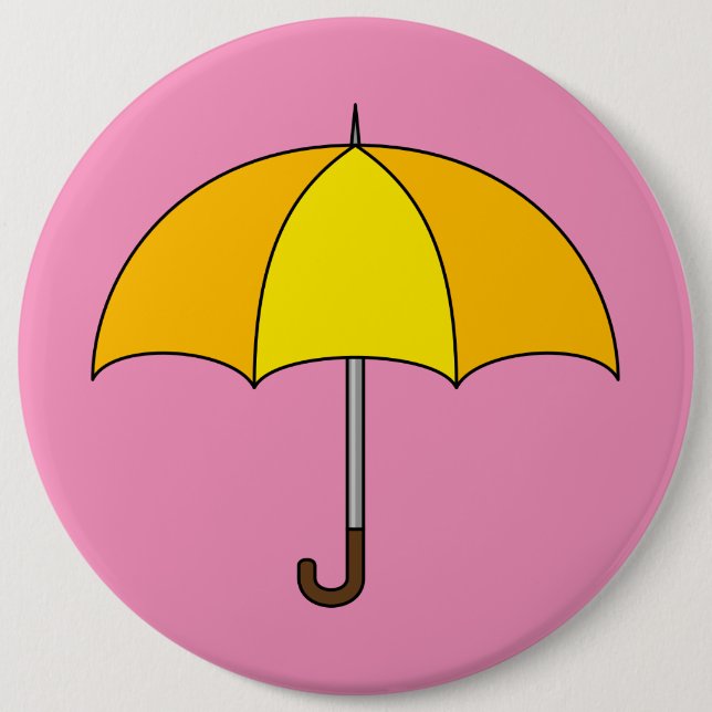 Yellow Umbrella 6 Inch Round Button (Front)