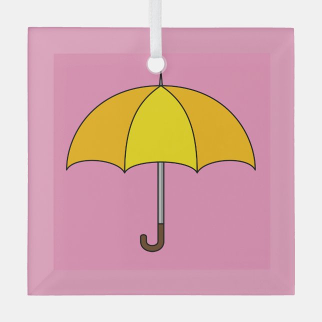 Yellow Umbrella Glass Ornament (Front)