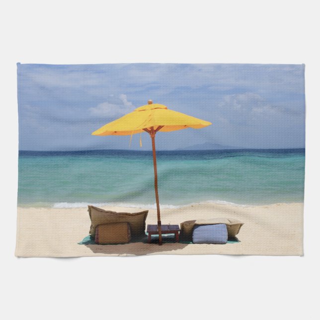 Yellow umbrella kitchen towel (Horizontal)