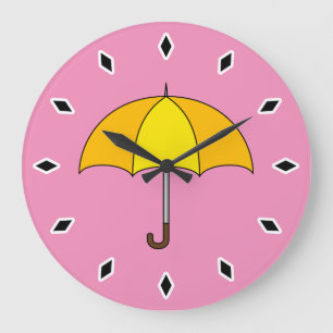 Yellow Umbrella Large Clock