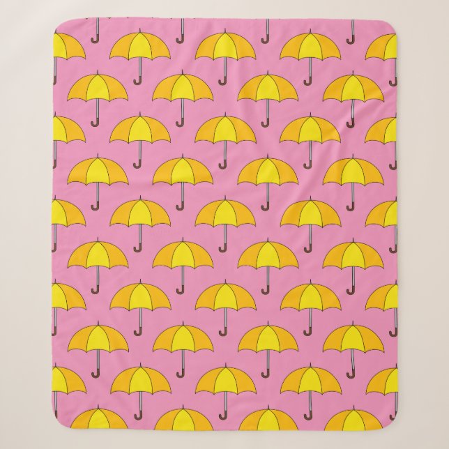 Yellow Umbrella Sherpa Blanket (Front)