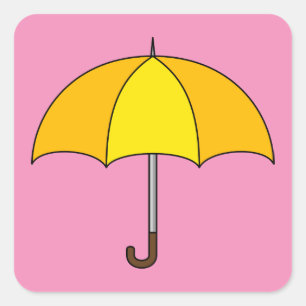 Yellow Umbrella Square Sticker