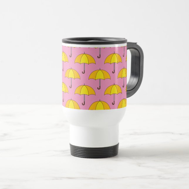 Yellow Umbrella Travel Mug (Front Right)