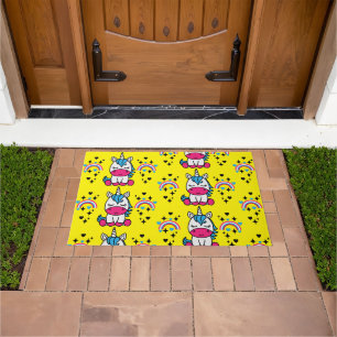 Yellow Unicorn Pony Doormat