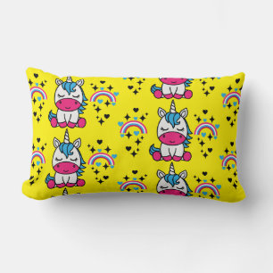 Yellow Unicorn Pony Lumbar Pillow