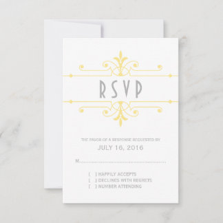 Yellow v2 Fancy Ornamental Response Card