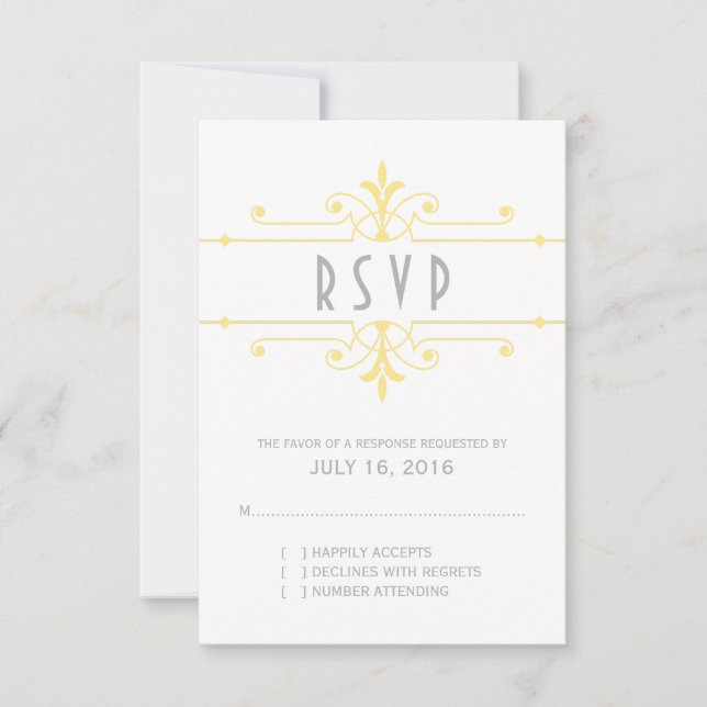 Yellow v2 Fancy Ornamental Response Card (Front)