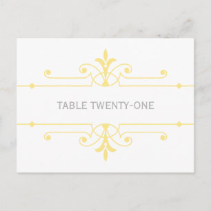 Yellow v2 Fancy Ornamental Table Number Postcard