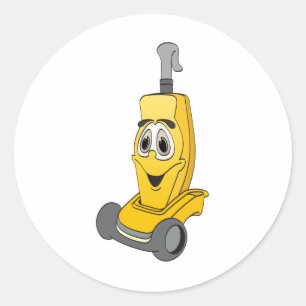 Yellow Vacuum Cleaner Classic Round Sticker