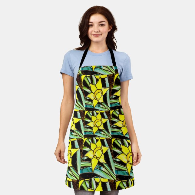 Yellow Valuable Flowers Pattern Apron (Worn)