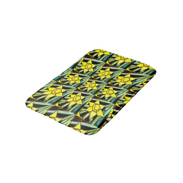 Yellow Valuable Flowers Pattern Bath Mat (Angled)