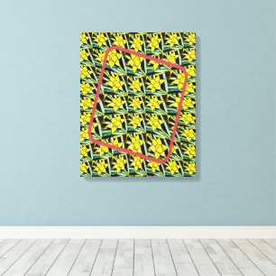 Yellow Valuable Flowers Pattern Canvas Print