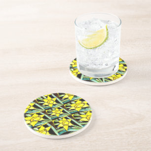 Yellow Valuable Flowers Pattern Coaster