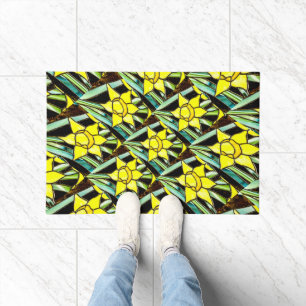Yellow Valuable Flowers Pattern Doormat