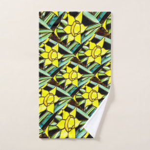 Yellow Valuable Flowers Pattern Hand Towel