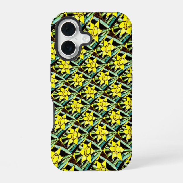 Yellow Valuable Flowers Pattern iPhone 16 Case (Back)