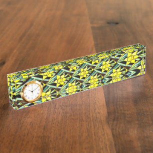 Yellow Valuable Flowers Pattern Nameplate