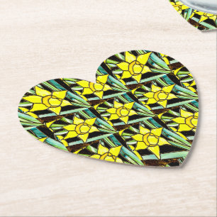Yellow Valuable Flowers Pattern Paper Coaster