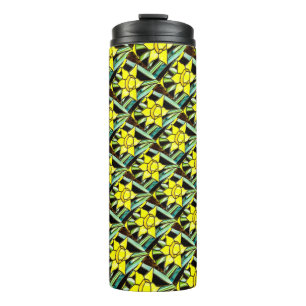 Yellow Valuable Flowers Pattern Thermal Tumbler