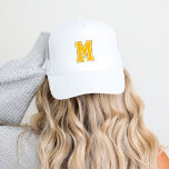 Yellow Varsity Monogram Trucker Hat<br><div class="desc">Show off your sporty side with a custom baseball cap featuring a bold collegiate-style monogram letter. Personalize it with your favourite colours to match your sports team or personal style for a look that's uniquely yours. Perfect for game days, casual outings, or as a standout gift for fans and athletes...</div>