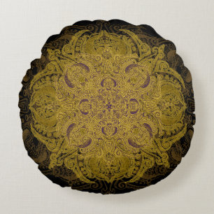 Yellow Velvet Round Pillow