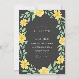 Yellow Verdant Botanical Flourish Wedding Invitation