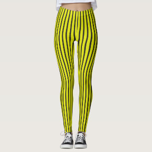 🟨 Yellow Vertical Stripe Activewear Leggings 🟨