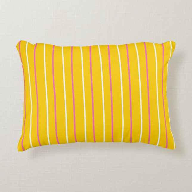 Yellow Vertical Stripe Pattern Accent Pillow (Front)