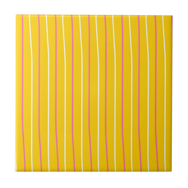 Yellow Vertical Stripe Pattern Tile (Front)