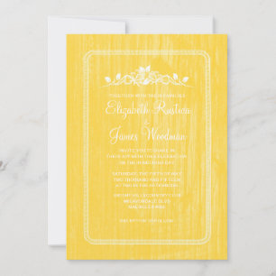 Yellow Vintage Barn Wood Wedding Invitations