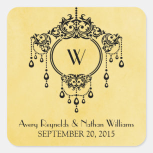 Yellow Vintage Chandelier Wedding Stickers