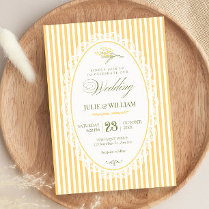 Yellow vintage choquette wedding invitation