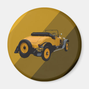 Yellow Vintage Convertible Car,  Fridge Magnet