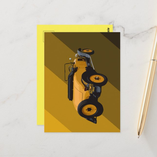 Yellow Vintage Convertible Car, Postcard (Front/Back In Situ)
