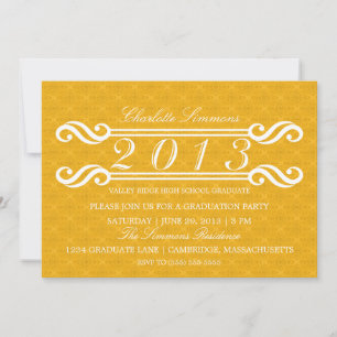 Yellow Vintage Damask 2013 Graduation Invitation