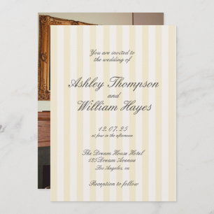 Yellow Vintage Elegant Striped Wedding Invitation