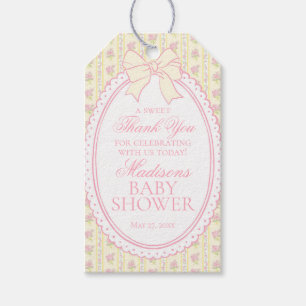 Yellow Vintage Fancy Floral Baby Shower Favours Gift Tags
