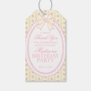 Yellow Vintage Fancy Floral Birthday Party Favors Gift Tags