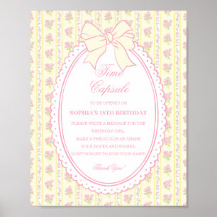 Yellow Vintage Fancy Floral Time Capsule Game Poster