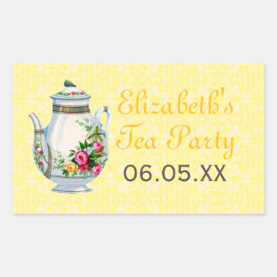 Yellow Vintage French Tea Party Favour Stickers